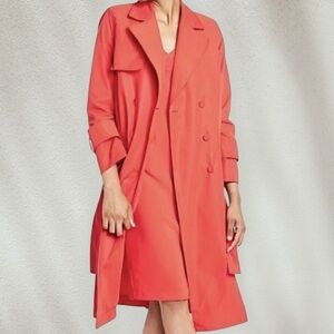 Sergio Hudson x Target ‘Strong Shoulder Belted Trench Coat’ in Red Plus Size 3X